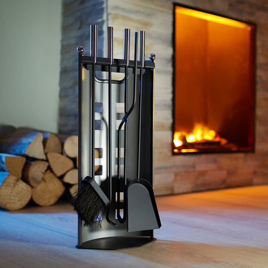 Black 5-Piece Fireplace Tool Set